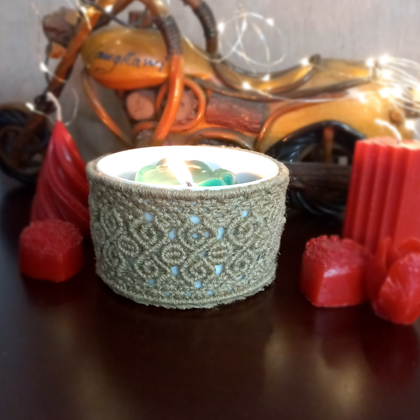 Golden Jute Candle Holder